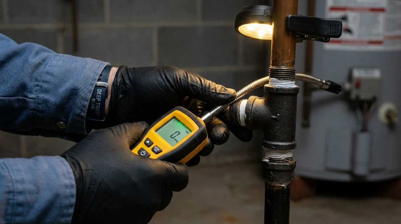 Gas leak detection with electronic sniffer by Johns Plumbing LLC in Angola