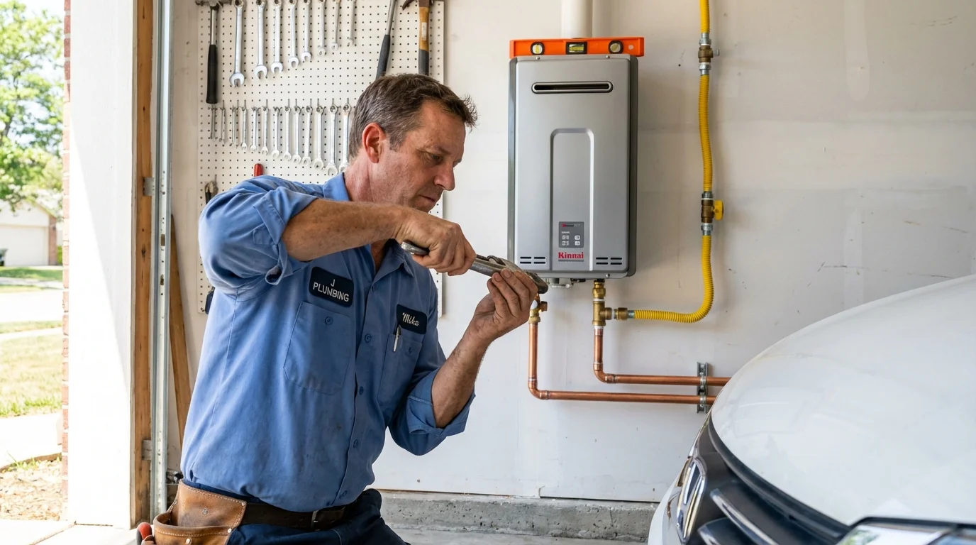 Tankless water heater installation by a Johns Plumbing LLC plumber in Angola